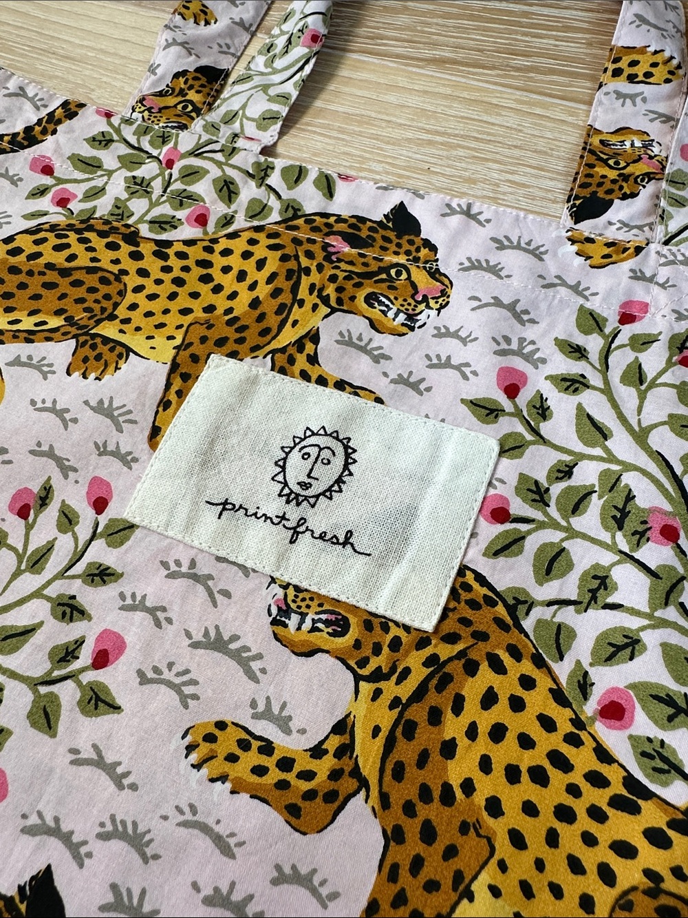 Printfresh Cotton Tote in Bagheera Blush Pink Colorway
